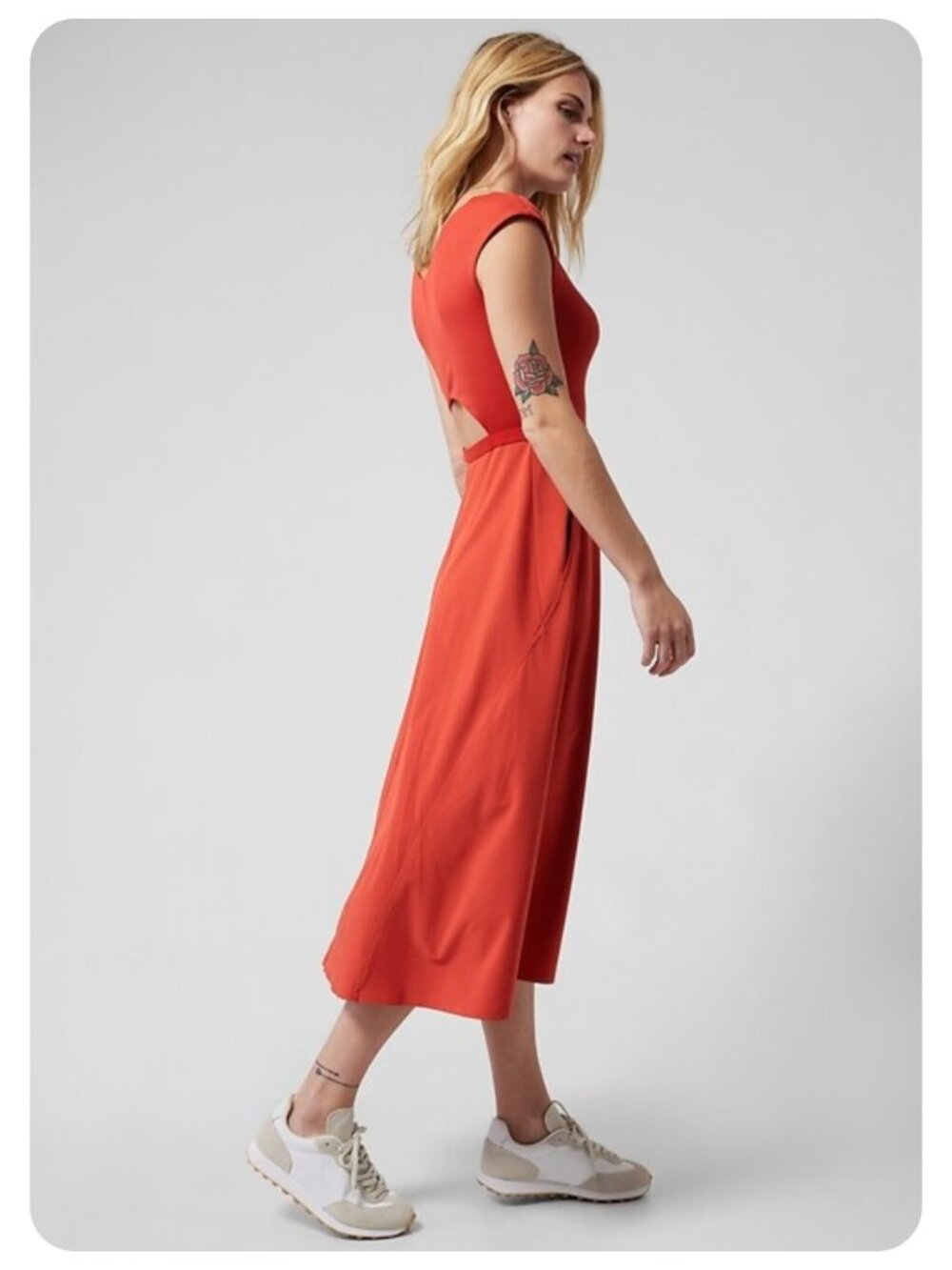 Athleta Currant Red Ryder Open Back Dress sz S